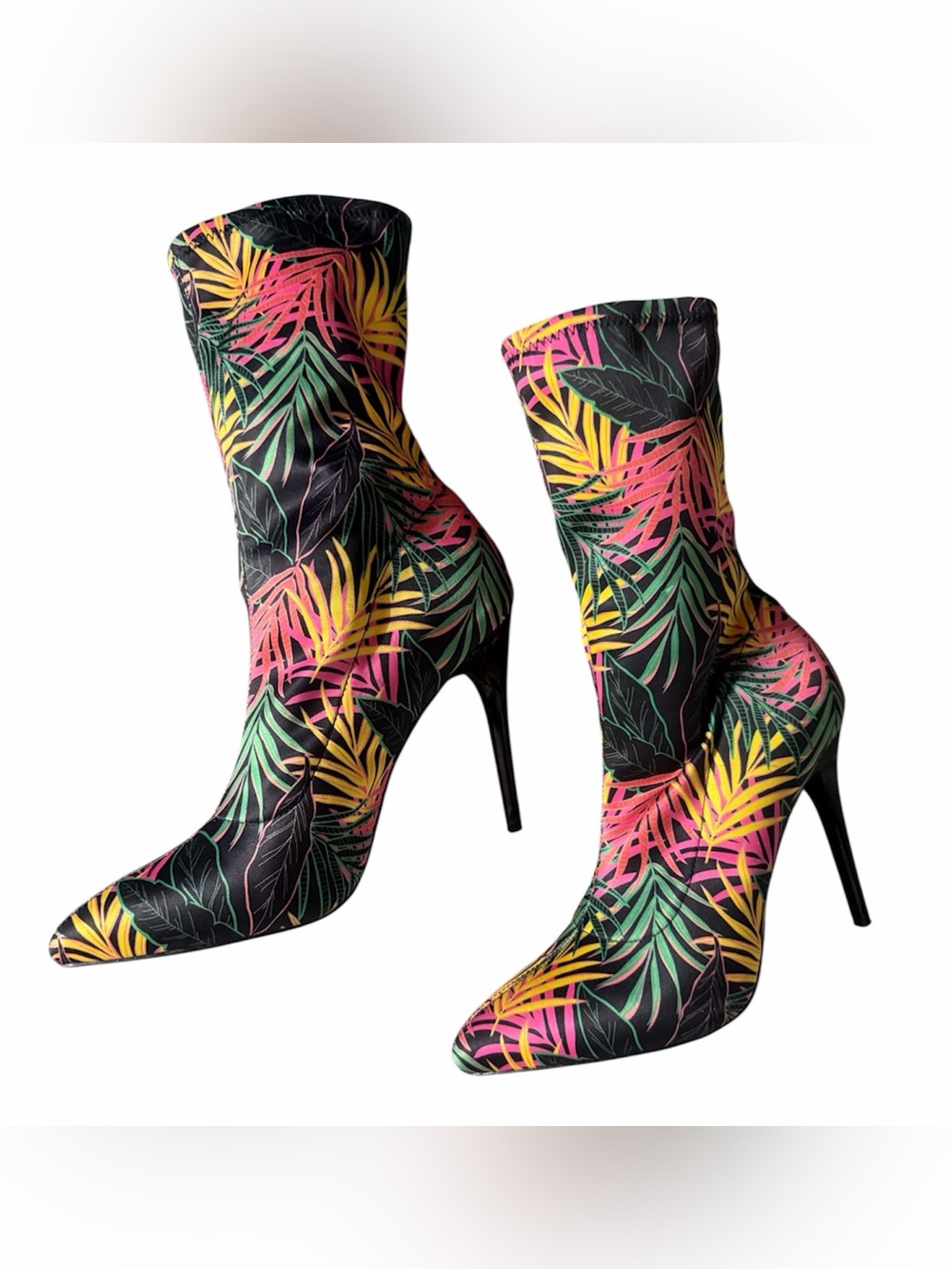 Tropical Print Pointed-Toe Stiletto Boots - Multicolor, 10, fits 9.5/10 - Picture 3 of 11